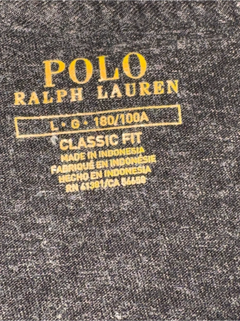 Polo Ralph Lauren Shirt Mens L Black Heather Long Sleeve Classic Fit Tee